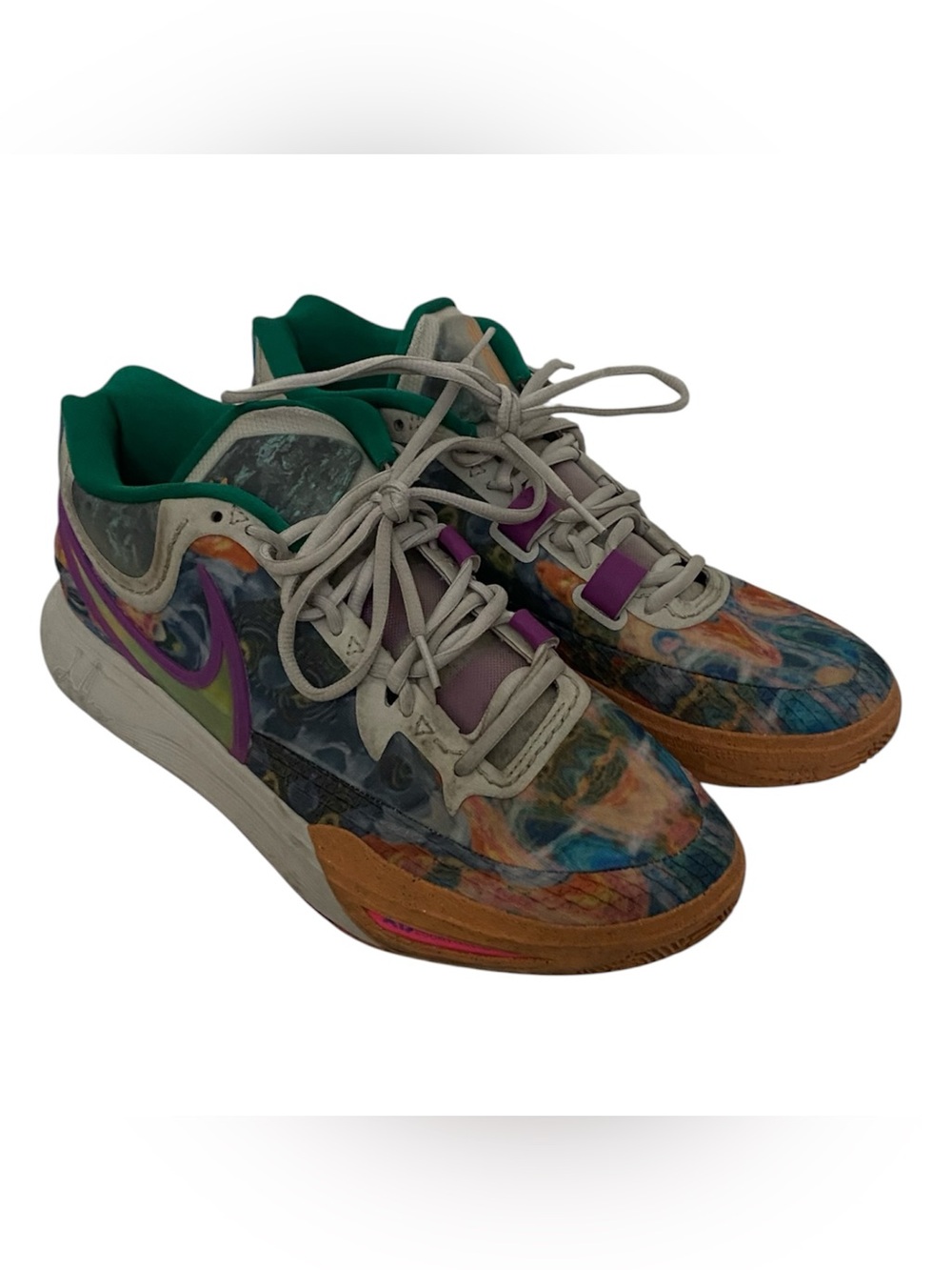 Nike Multicolor Marbled Low-Top Sneakers with Purple Swoosh